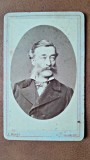 Fotografie tip CDV, barbat cu mustata si favoriti, inceput de secol XX