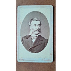 Fotografie tip CDV, barbat cu mustata si favoriti, inceput de secol XX