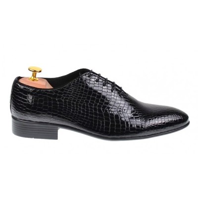 Pantofi eleganti pentru barbati piele naturala, negru, 024CROCON foto
