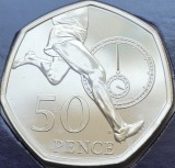 50 pence 2019 Marea Britanie, Four Minute Mile, 50 Years of 50p,coincard