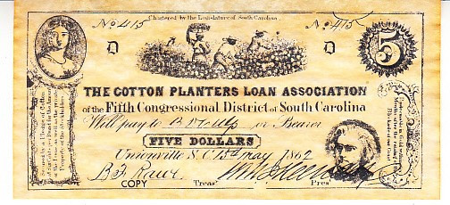 M1 R - Bancnota America - South Carolina - 5 dolari - 1862