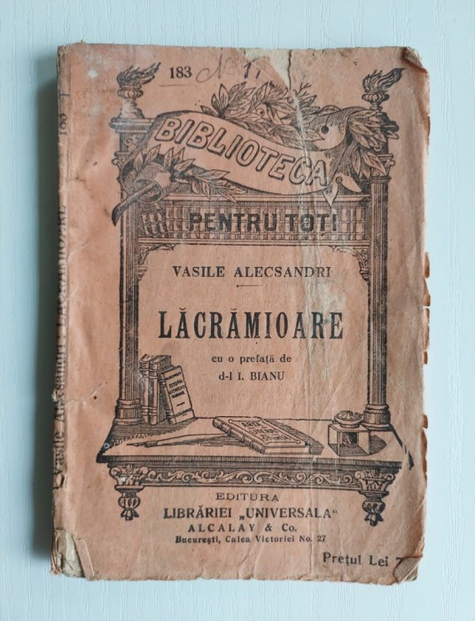Lacramioare Vasile Alecsandri Biblioteca pentru toti Ed Universala inceput 1900