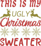 Cumpara ieftin Sticker decorativ, This is my uoly christmas sweater, Rosu, 66 cm, 7011ST, Oem