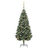 Brad de Crăciun pre-iluminat artificial cu set globuri, 180 cm
