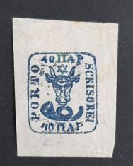 Moldova 1859 Cap de Bour 40 par. albastru-inchis, h. alba, margini mari. Superb! foto