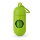 Dispenser Pungi Igienice pentru C&acirc;ini, Formă Capsulă, cu Carabină, Verde