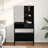 Set de mese de toaletă vidaXL cu LED - Stejar negru, Lemn prelucrat, Masă de toaletă vidaXL cu LED &icirc;n Stejar negru - 74.5x40x141 cm, din lemn prelucra