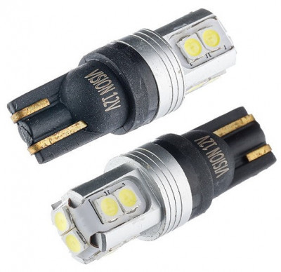 Set 2 Buc Bec Led Vision W5W (T10) 12V 10X 3030 Smd Led, Nepolar, Canbus, Alb, 58260 foto