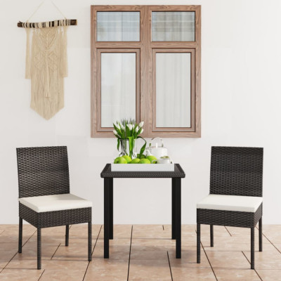Set de masa si scaune de exterior, 3 piese, negru, poliratan foto