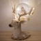 Figurină Decorativă, Jumbo, Cap de Ren cu LED, Sticlă și Polirasină, Bej, 17x21x22cm