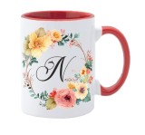 Cana maner rosu personalizata cu initiala N, INOVATIX&reg;. 330ml