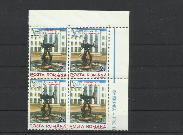 Romania MNH 1993 - Expozitia Filatelica Riccione supratipar - LP 1323 X4