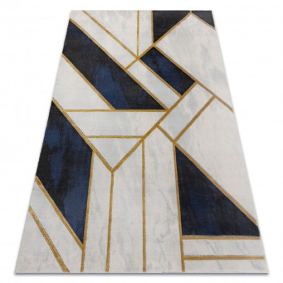 Exclusiv EMERALD covor 1015 glamour, stilat, marmură, geometric albastru inchis / aur, 80x150 cm foto