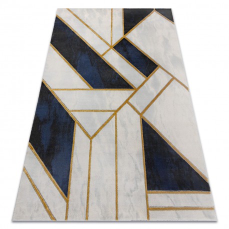 Exclusiv EMERALD covor 1015 glamour, stilat, marmură, geometric albastru inchis / aur, 80x150 cm