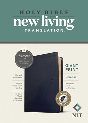 NLT Compact Giant Print Bible, Filament Enabled Edition (Red Letter, Leatherlike, Navy Blue Cross, Indexed) foto
