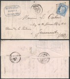 France 1871 Postal History Rare Old Cover + Content Bavay Jeumont DB.444