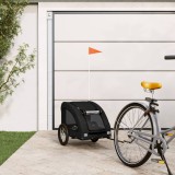 VidaXL Remorcă bicicletă animale companie, negru, textil oxford/fier