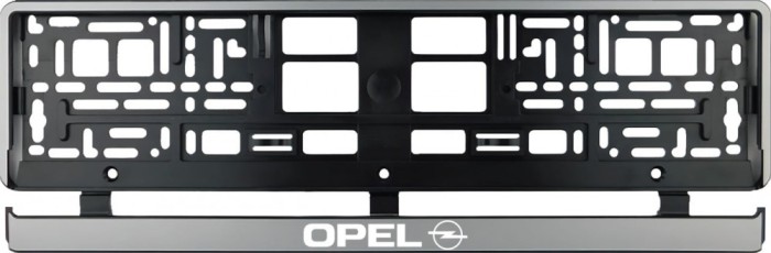 Set 2 bucati, suport numar inmatriculare argintiu Opel