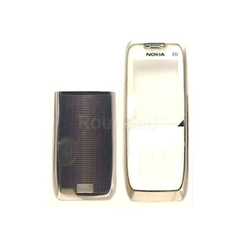 Nokia E51 față și capac baterie alb cromat foto