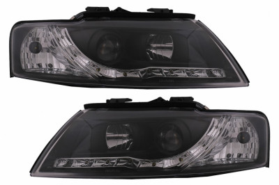 Faruri LED DRL compatibil cu Audi A4 Cabriolet B6 8H7 8HE (2002-2006) Negru HLAUA4B6BCA foto