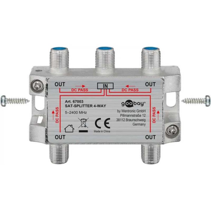 Spliter 4 cai semnal TV satelit 2500Mhz Goobay