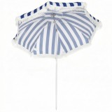 Outsunny Umbrelă de Plajă cu Franjuri &Oslash;180 cm Umbrelă pentru Terasă Exterioară cu &Icirc;nălțime Reglabilă &Icirc;nclinare 30&deg; Albastru și Alb | Aosom Romania