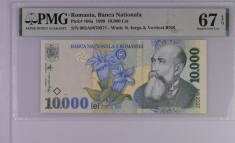 (1) BANCNOTA ROMANIA - 10.000 LEI 1999, GRADATA PMG - 67 EPQ