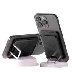Accesoriu pentru telefon 3 in 1 flippy, incarcator wirelles magsafe, portofel si suport, negru