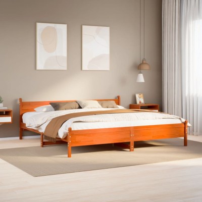 vidaXL Cadru de pat fără saltea, maro ceruit 200x200 cm lemn masiv pin 3309724 foto