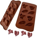 Forma din silicon pentru jeleuri si bomboane, design frunze,8 alveole,21x10 cm
