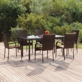 vidaXL Set mobilier de grădină, 7 piese, maro, poliratan