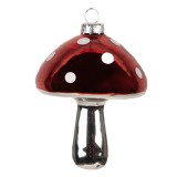 Cumpara ieftin Set 6 ornamente Ciupercute, brad Craciun sticla rosie argintie &Oslash; 7x9 cm