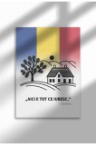 Poster Canvas cu Citat Patriotic Rom&acirc;nesc &ndash; Ne&icirc;nramat pe P&acirc;nză Mată - Aici e Tot Ce Iubesc | A4 (21 x 29.7 cm)
