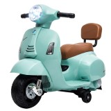 AIYAPLAY Motocicletă electrică pentru copii licențiată Mini Vespa GTS 2 roți auxiliare baterie litiu far claxon spătar Verde | Aosom Romania