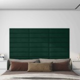 Cumpara ieftin Tablie de Pat pentru Perete 12 buc. Verde inchis Catifea