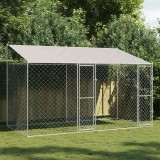 vidaXL Cușcă pentru c&acirc;ine Argintiu 400 x 200 x 256 cm Oțel Galvanizat 3368298