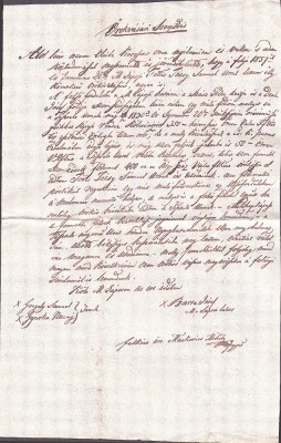 A3724N Contract de v&amp;acirc;nzare-cumpărare păm&amp;acirc;nturi, 1857, T&amp;acirc;rgu Lăpuș, limba maghiară, h&amp;acirc;rtie cu filigran Borgo foto