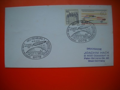 HOPCT PLIC S NR 599 NEU ISENBURG 1983 ANIVERSARE ZEPPELIN -COSMOS/SPACE-SPATIU- GERMANIA foto