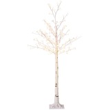 HOMCOM Copac Di Betulla Con 120 Lumini Led &Icirc;nalt 150cm 3 Niveluri Luminosit&agrave; Alb | Aosom Romania