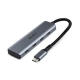 Hub USB LINDY 4 Port USB 3.2 Gen 2 Type C Hub, USB-C, 4 porturi, Gri