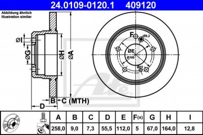 Disc frana MERCEDES E-CLASS (W124) (1993 - 1995) ATE 24.0109-0120.1 foto