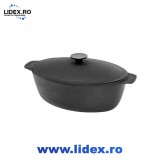 Oala din fonta Perfect Home, capac inclus, 6 L, negru
