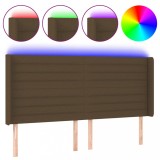 Cumpara ieftin Tablie de pat cu LED, maro inchis, 183x16x118/128 cm, textil