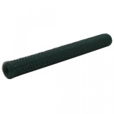 Plasă de s&acirc;rmă verde 25x1,2 m oțel cu &icirc;nveliș PVC hexagonal, vidaXL