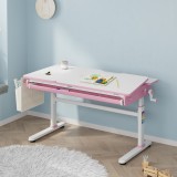 H&ouml;henverstellbarer Kinderschreibtisch Kuosa 120x60 cm Pink/Wei&szlig; [en.casa]