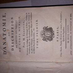 SABATIER "Tratat Complet de Medicina" limba franceza / Editia I Vol 1 / 1775 RAR