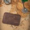 Portcard din piele naturala, lucrat si cusut manual, Remus, Handmade, Maro, Produs in Romania