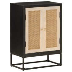 vidaXL Dulap, negru, 55x30x76 cm, lemn masiv de mango și fier 372000