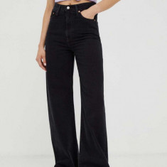 Levi's jeansi RIBCAGE WIDE LEG H223 femei, culoarea negru