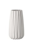 Vaza Flori Decorativa Ceramica Alba cu Dungi Verticale 12x19cm